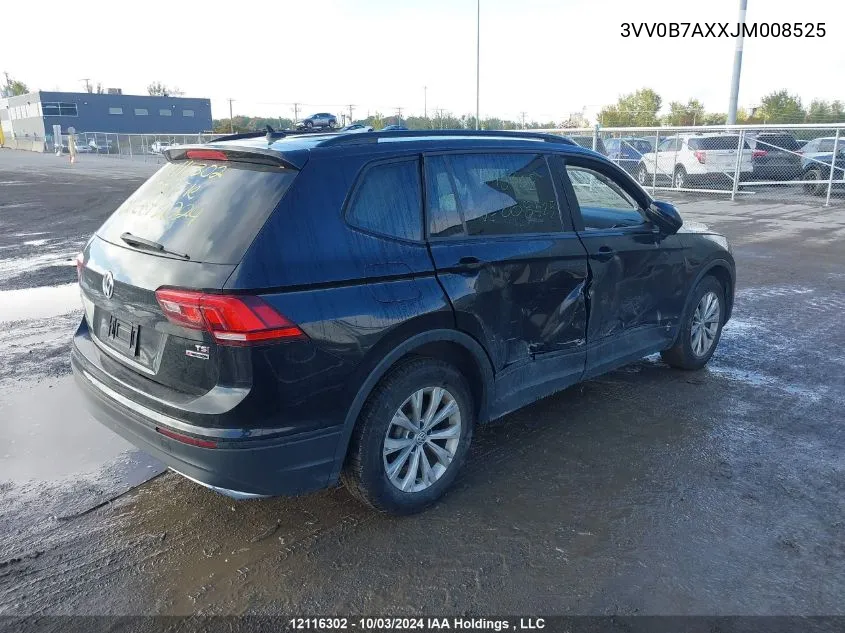 2018 Volkswagen Tiguan S VIN: 3VV0B7AXXJM008525 Lot: 12116302