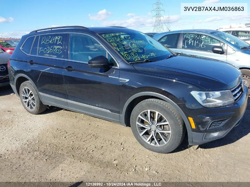 2018 Volkswagen Tiguan VIN: 3VV2B7AX4JM036863 Lot: 12136992