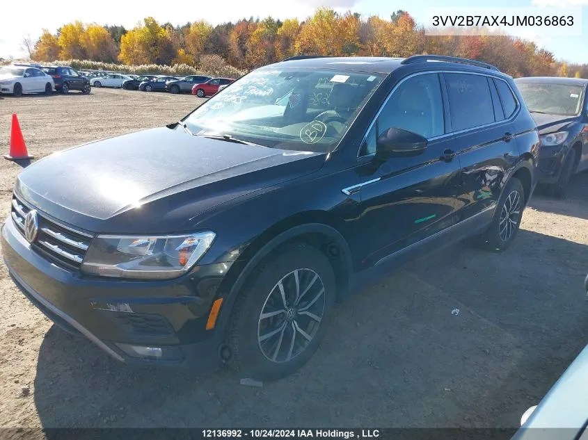 2018 Volkswagen Tiguan VIN: 3VV2B7AX4JM036863 Lot: 12136992