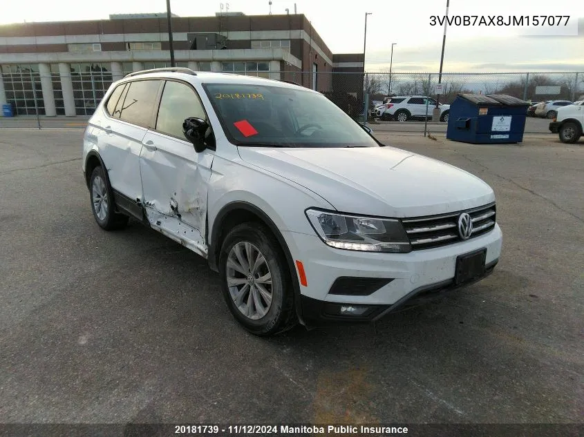 2018 Volkswagen Tiguan 2.0 Tsi VIN: 3VV0B7AX8JM157077 Lot: 20181739