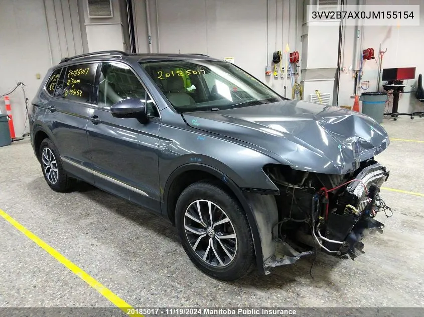 2018 Volkswagen Tiguan 2.0 Tsi VIN: 3VV2B7AX0JM155154 Lot: 20185017