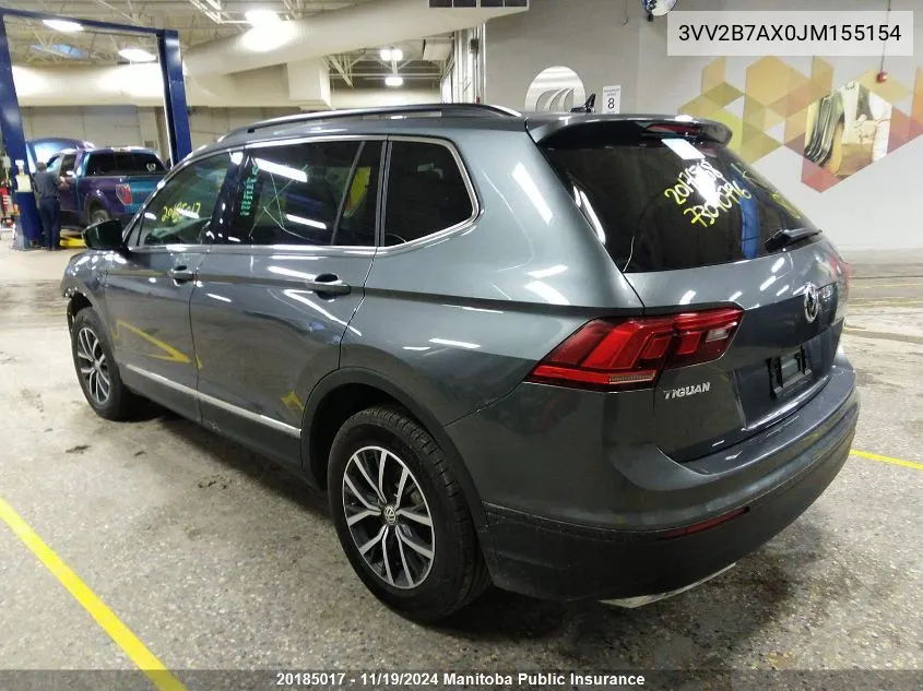 2018 Volkswagen Tiguan 2.0 Tsi VIN: 3VV2B7AX0JM155154 Lot: 20185017