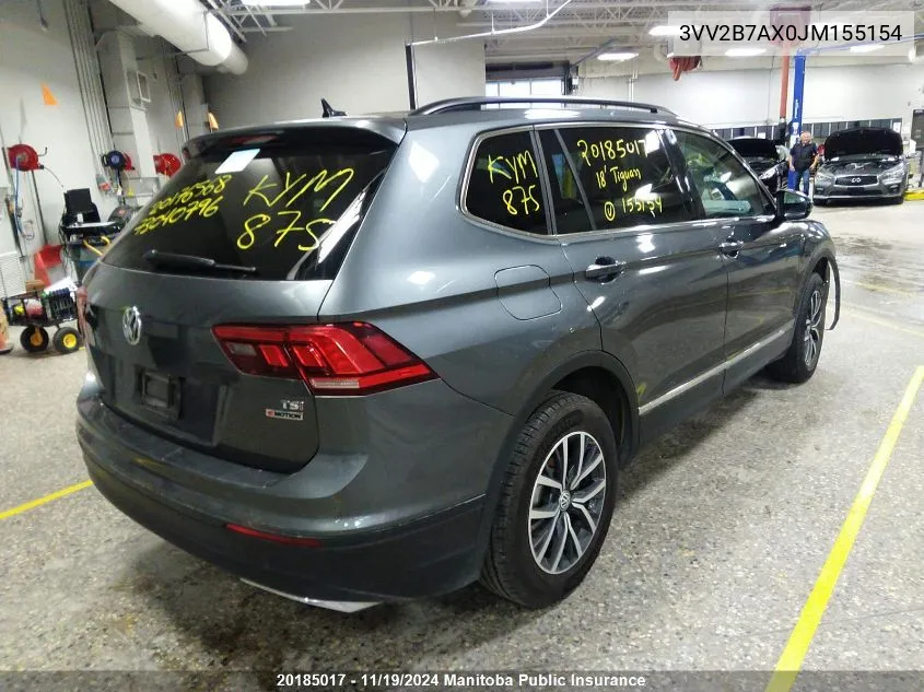 2018 Volkswagen Tiguan 2.0 Tsi VIN: 3VV2B7AX0JM155154 Lot: 20185017