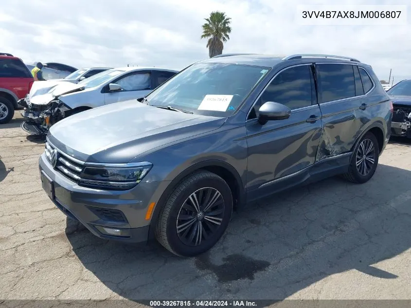 2018 Volkswagen Tiguan 2.0T Sel Premium VIN: 3VV4B7AX8JM006807 Lot: 39267815