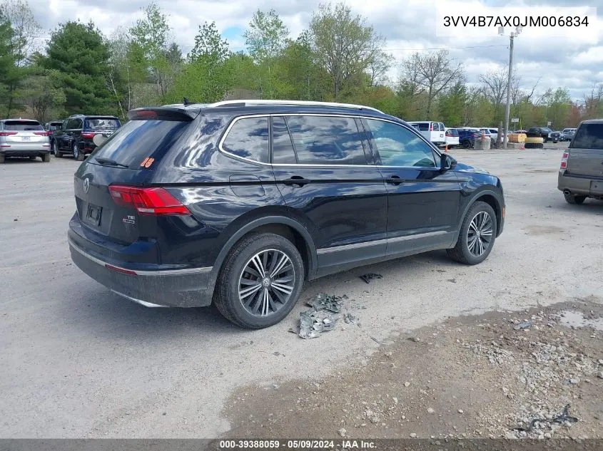 2018 Volkswagen Tiguan 2.0T Sel Premium VIN: 3VV4B7AX0JM006834 Lot: 39388059