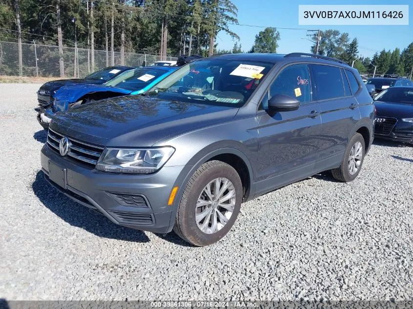 2018 Volkswagen Tiguan 2.0T S VIN: 3VV0B7AX0JM116426 Lot: 39861306