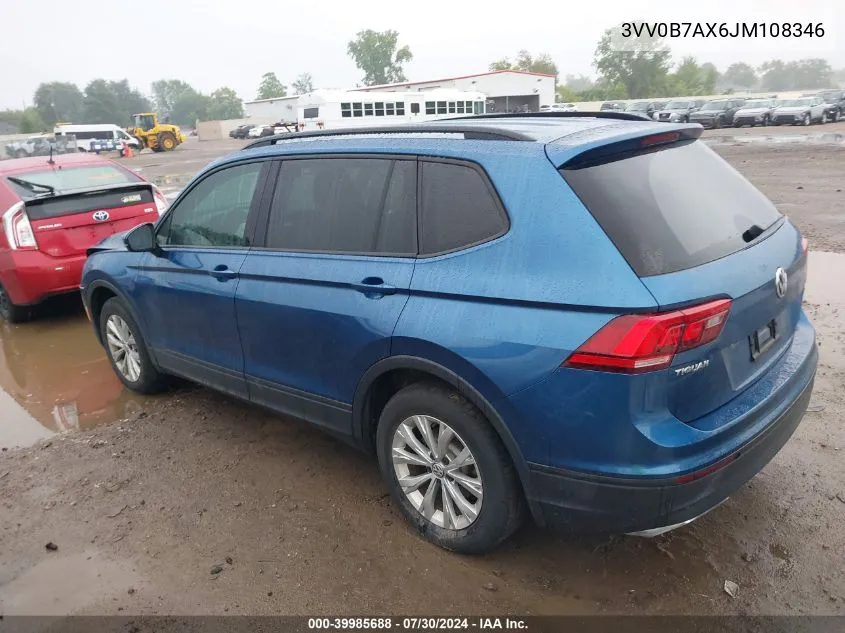 2018 Volkswagen Tiguan 2.0T S VIN: 3VV0B7AX6JM108346 Lot: 39985688