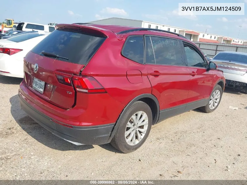 2018 Volkswagen Tiguan 2.0T S VIN: 3VV1B7AX5JM124509 Lot: 39998862