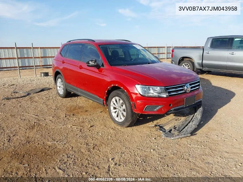 2018 Volkswagen Tiguan 2.0T S VIN: 3VV0B7AX7JM043958 Lot: 40052209