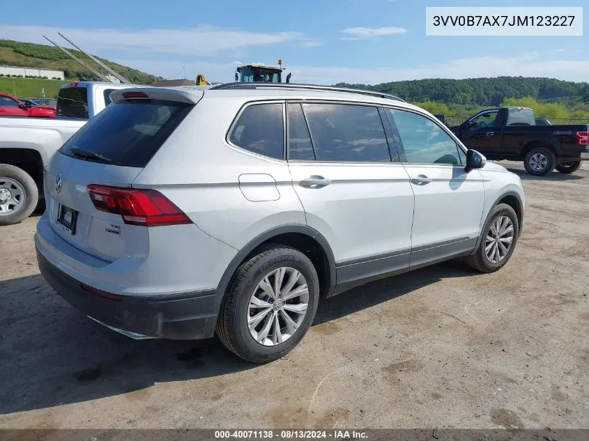 2018 Volkswagen Tiguan 2.0T S VIN: 3VV0B7AX7JM123227 Lot: 40071138