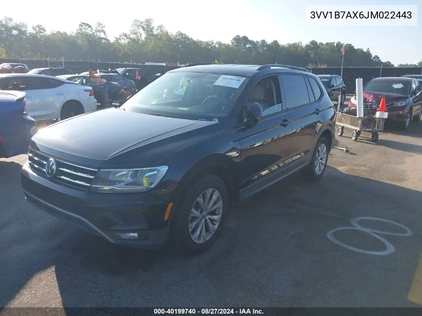 2018 Volkswagen Tiguan 2.0T S VIN: 3VV1B7AX6JM022443 Lot: 40199740