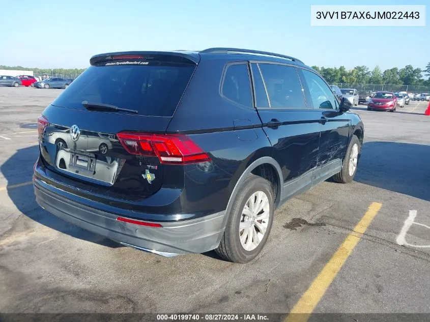 2018 Volkswagen Tiguan 2.0T S VIN: 3VV1B7AX6JM022443 Lot: 40199740