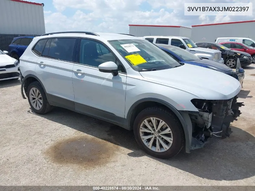 2018 Volkswagen Tiguan 2.0T S VIN: 3VV1B7AX3JM022397 Lot: 40228574