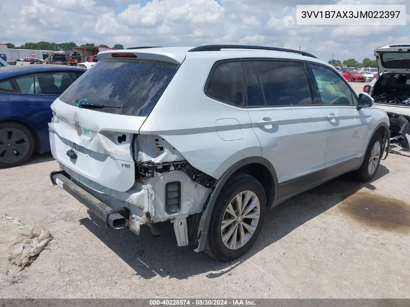 2018 Volkswagen Tiguan 2.0T S VIN: 3VV1B7AX3JM022397 Lot: 40228574