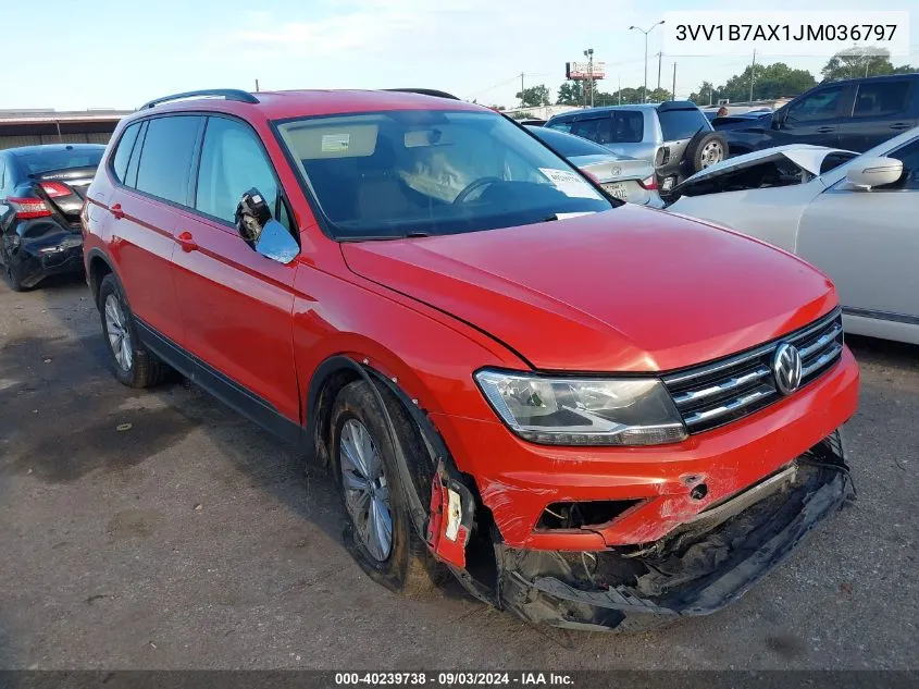 2018 Volkswagen Tiguan 2.0T S VIN: 3VV1B7AX1JM036797 Lot: 40239738