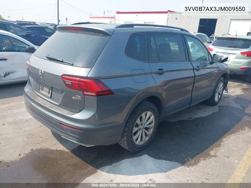 2018 Volkswagen Tiguan S VIN: 3VV0B7AX3JM009550 Lot: 40257609