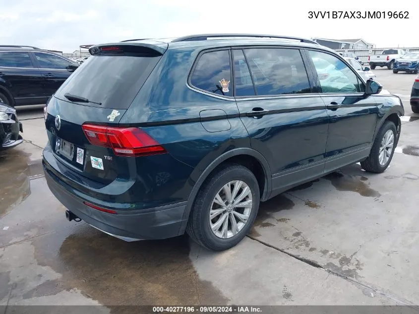 2018 Volkswagen Tiguan 2.0T S VIN: 3VV1B7AX3JM019662 Lot: 40277196