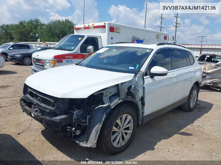 2018 Volkswagen Tiguan 2.0T Se/2.0T Sel VIN: 3VV3B7AX4JM142136 Lot: 40331042