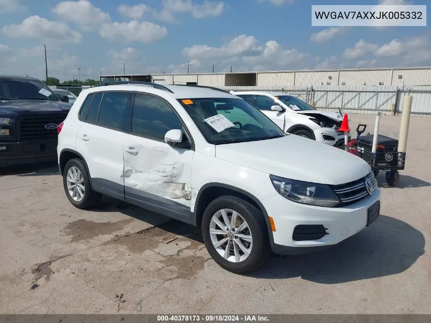 2018 Volkswagen Tiguan Limited 2.0T VIN: WVGAV7AXXJK005332 Lot: 40378173