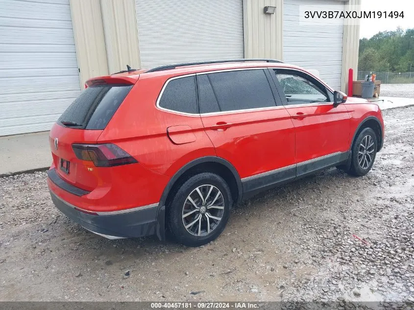 2018 Volkswagen Tiguan 2.0T Se/2.0T Sel VIN: 3VV3B7AX0JM191494 Lot: 40457181