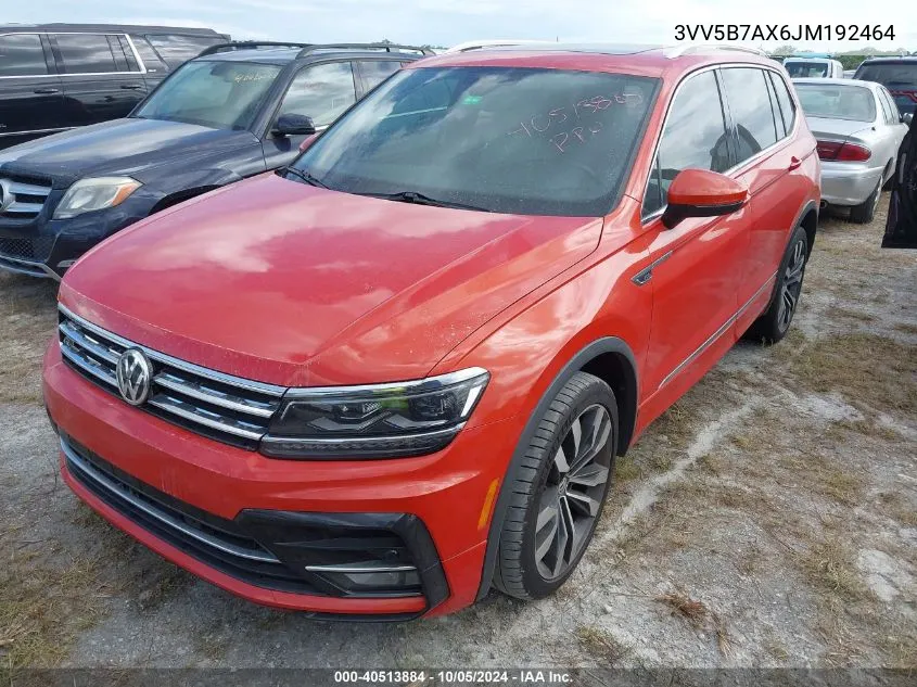 2018 Volkswagen Tiguan 2.0T Sel Premium VIN: 3VV5B7AX6JM192464 Lot: 40513884