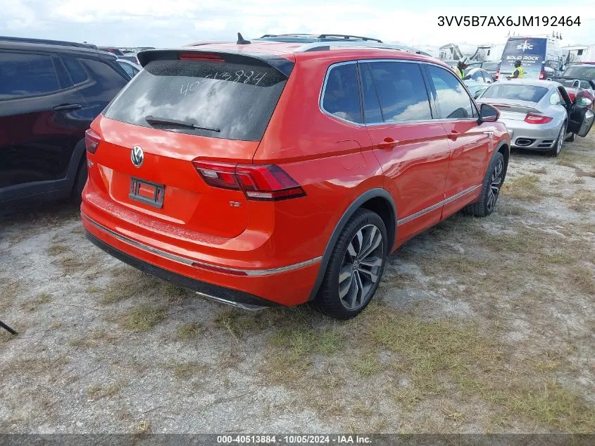 2018 Volkswagen Tiguan 2.0T Sel Premium VIN: 3VV5B7AX6JM192464 Lot: 40513884