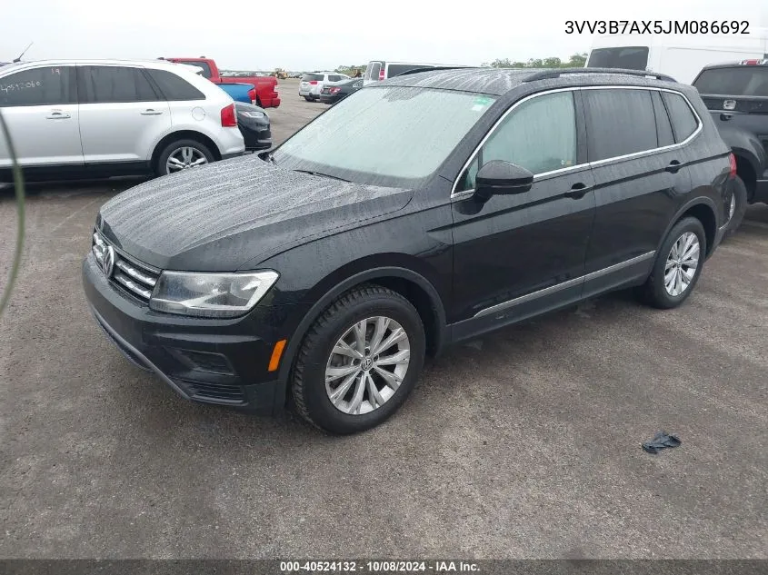 2018 Volkswagen Tiguan Se/Sel VIN: 3VV3B7AX5JM086692 Lot: 40524132