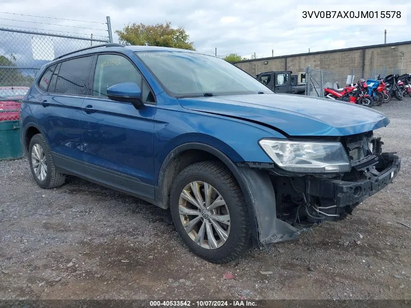 2018 Volkswagen Tiguan 2.0T S VIN: 3VV0B7AX0JM015578 Lot: 40533542