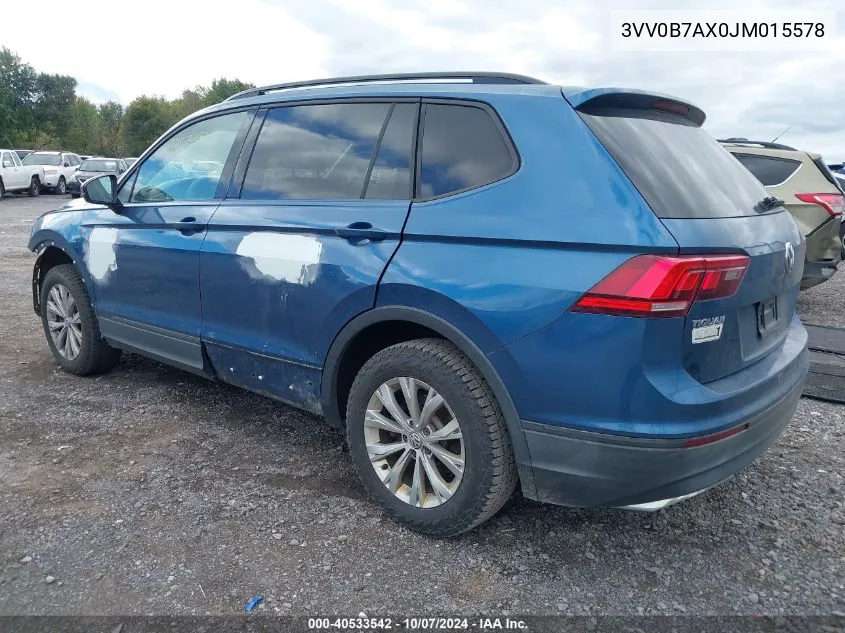 2018 Volkswagen Tiguan 2.0T S VIN: 3VV0B7AX0JM015578 Lot: 40533542