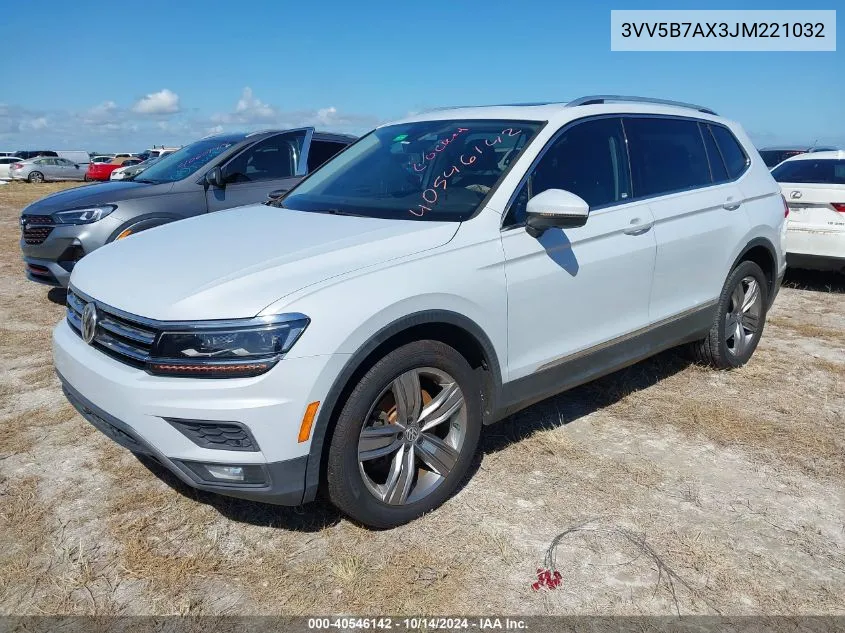 2018 Volkswagen Tiguan Sel Premium VIN: 3VV5B7AX3JM221032 Lot: 40546142