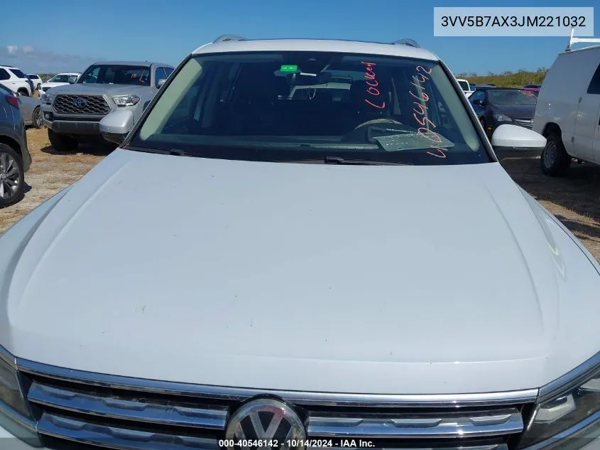 2018 Volkswagen Tiguan Sel Premium VIN: 3VV5B7AX3JM221032 Lot: 40546142