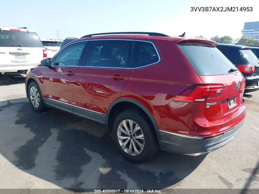 2018 Volkswagen Tiguan 2.0T Se/2.0T Sel VIN: 3VV3B7AX2JM214953 Lot: 40550017