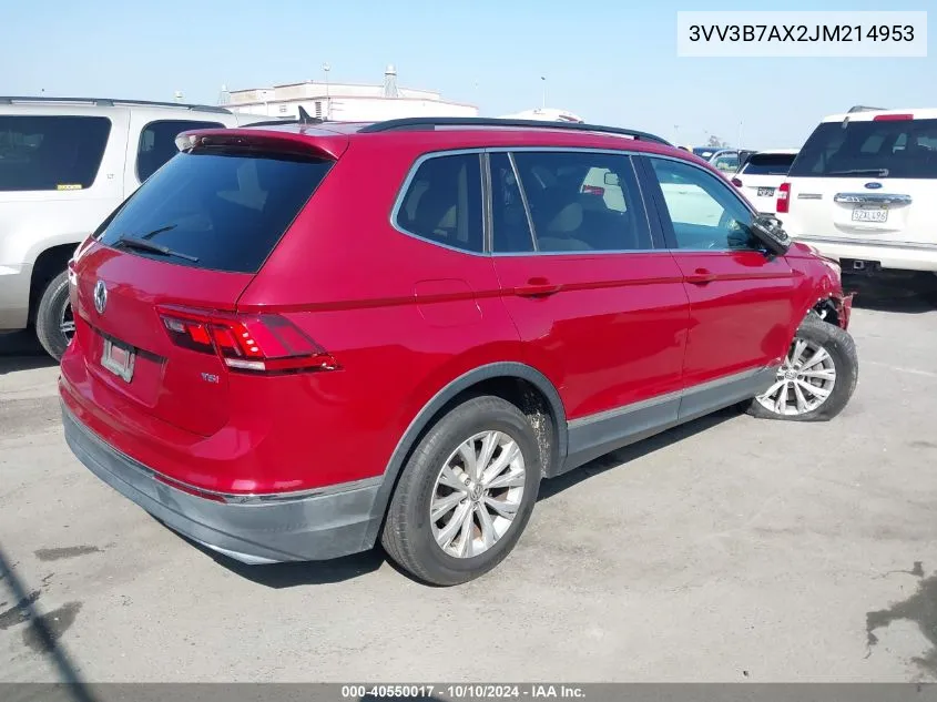 2018 Volkswagen Tiguan 2.0T Se/2.0T Sel VIN: 3VV3B7AX2JM214953 Lot: 40550017