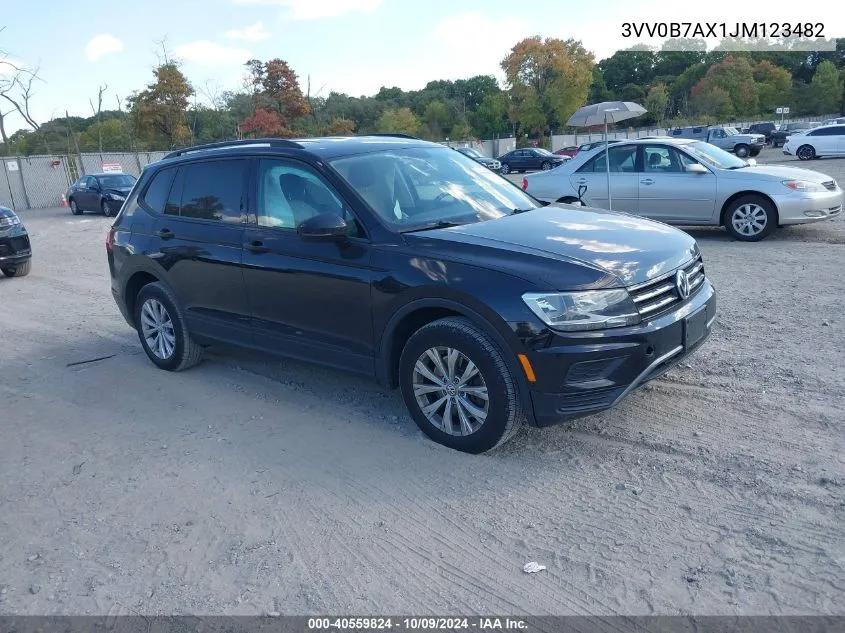 2018 Volkswagen Tiguan 2.0T S VIN: 3VV0B7AX1JM123482 Lot: 40559824