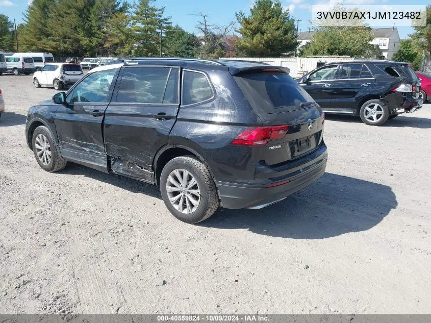 2018 Volkswagen Tiguan 2.0T S VIN: 3VV0B7AX1JM123482 Lot: 40559824