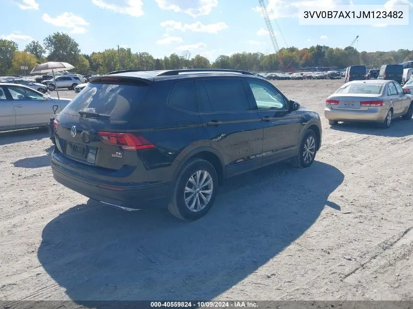 2018 Volkswagen Tiguan 2.0T S VIN: 3VV0B7AX1JM123482 Lot: 40559824