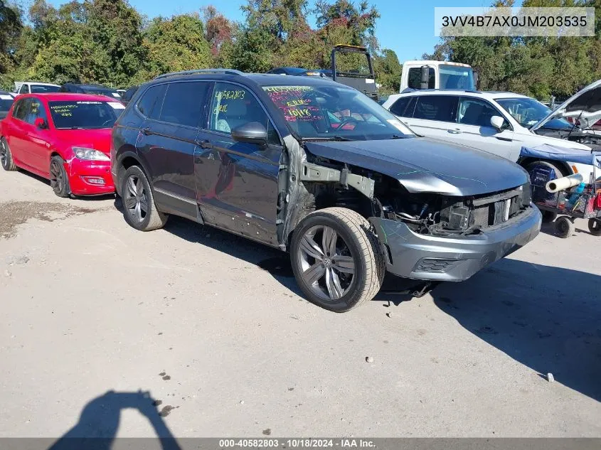 2018 Volkswagen Tiguan 2.0T Sel Premium VIN: 3VV4B7AX0JM203535 Lot: 40582803