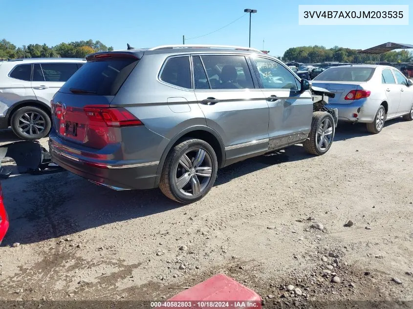 2018 Volkswagen Tiguan 2.0T Sel Premium VIN: 3VV4B7AX0JM203535 Lot: 40582803