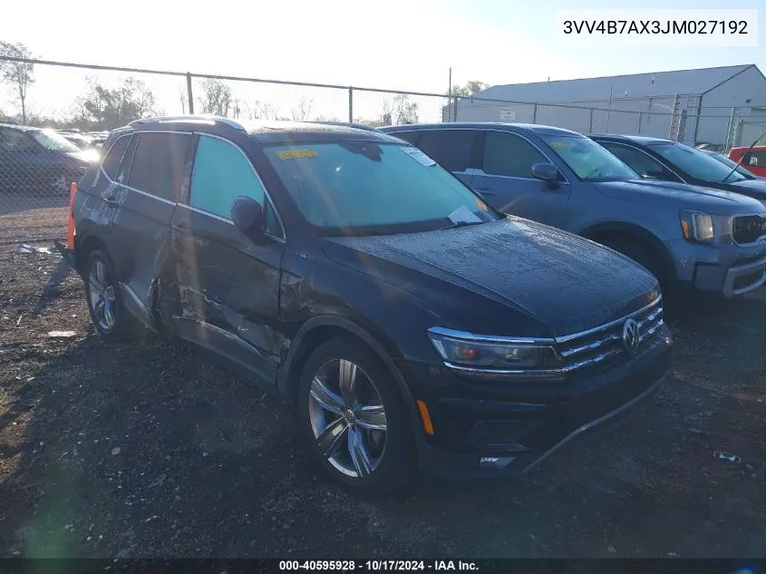 2018 Volkswagen Tiguan 2.0T Sel Premium VIN: 3VV4B7AX3JM027192 Lot: 40595928