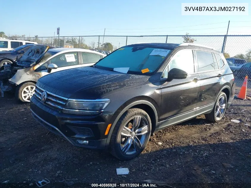 2018 Volkswagen Tiguan 2.0T Sel Premium VIN: 3VV4B7AX3JM027192 Lot: 40595928