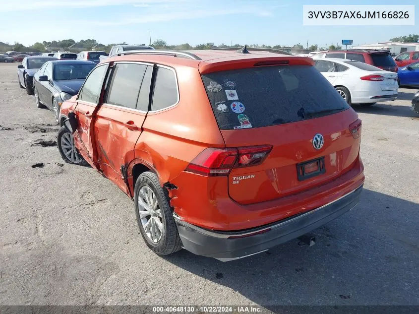 2018 Volkswagen Tiguan 2.0T Se/2.0T Sel VIN: 3VV3B7AX6JM166826 Lot: 40648130