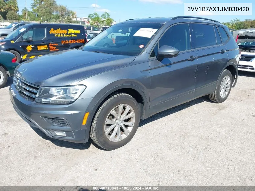 2018 Volkswagen Tiguan 2.0T S VIN: 3VV1B7AX1JM030420 Lot: 40710843