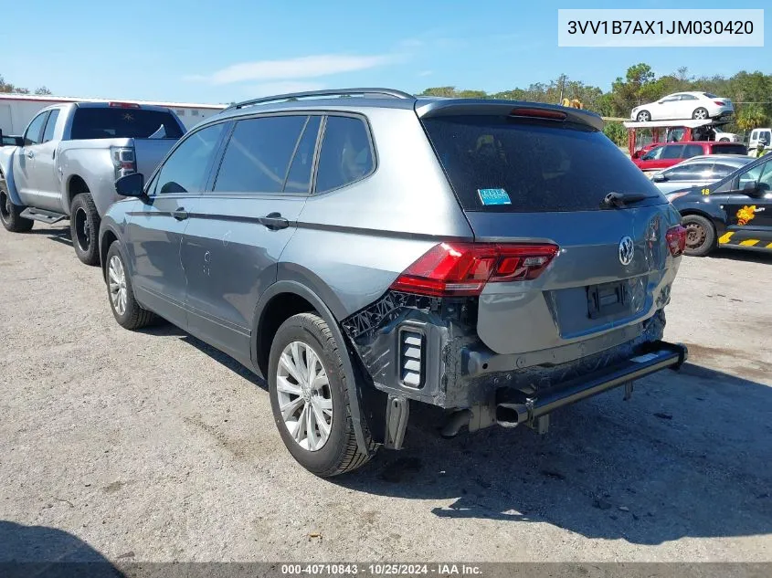 2018 Volkswagen Tiguan 2.0T S VIN: 3VV1B7AX1JM030420 Lot: 40710843