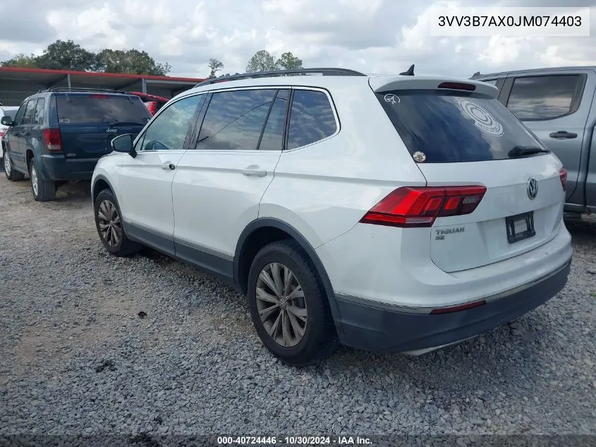 2018 Volkswagen Tiguan 2.0T Se/2.0T Sel VIN: 3VV3B7AX0JM074403 Lot: 40724446