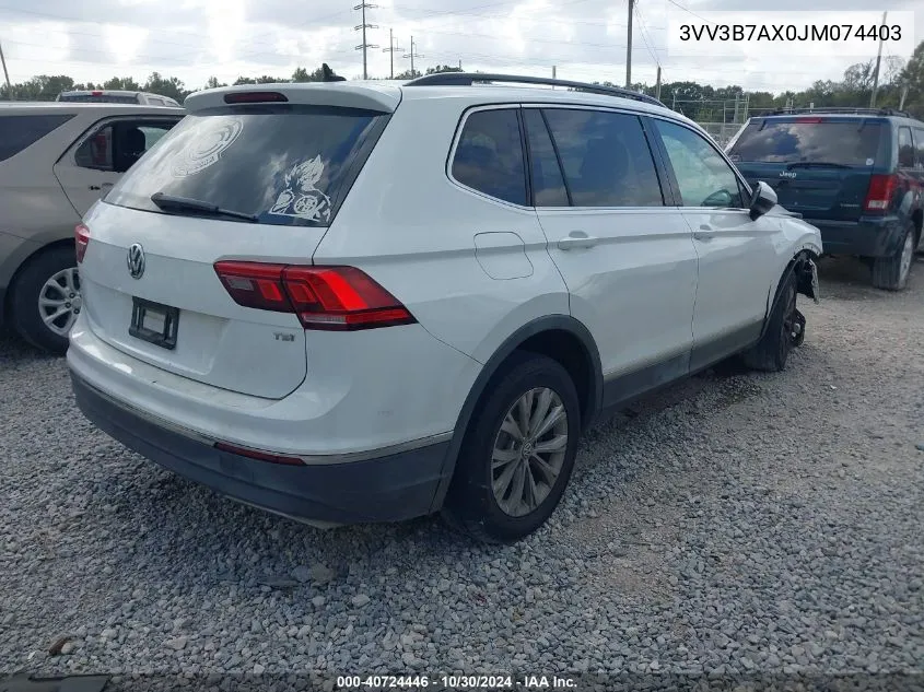 2018 Volkswagen Tiguan 2.0T Se/2.0T Sel VIN: 3VV3B7AX0JM074403 Lot: 40724446