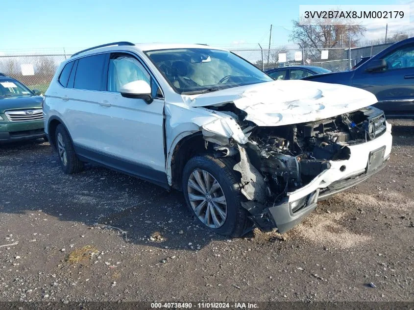 2018 Volkswagen Tiguan 2.0T Se/Sel VIN: 3VV2B7AX8JM002179 Lot: 40738490