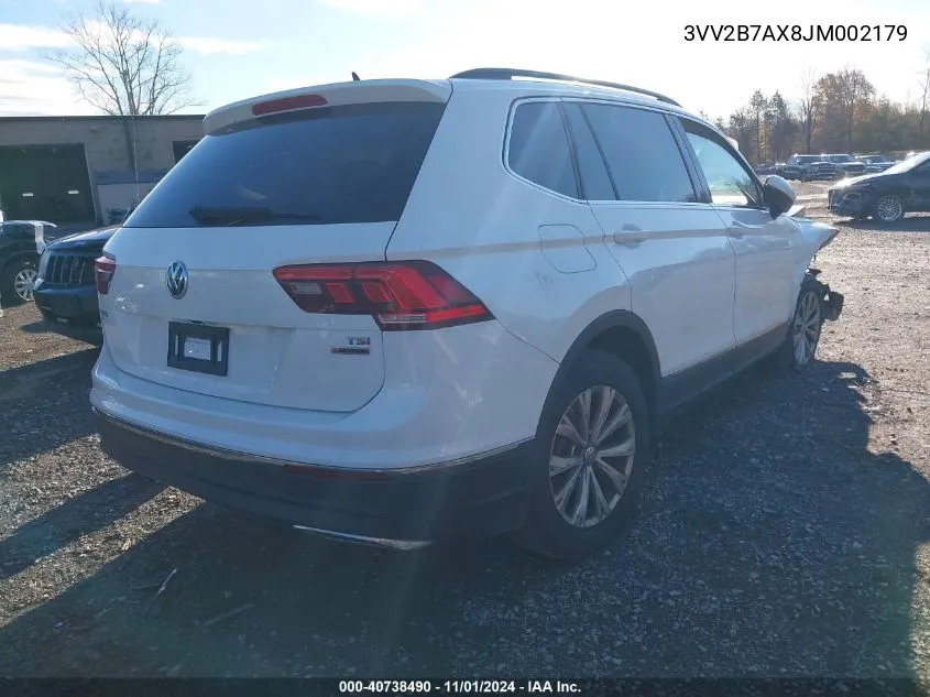 2018 Volkswagen Tiguan 2.0T Se/Sel VIN: 3VV2B7AX8JM002179 Lot: 40738490