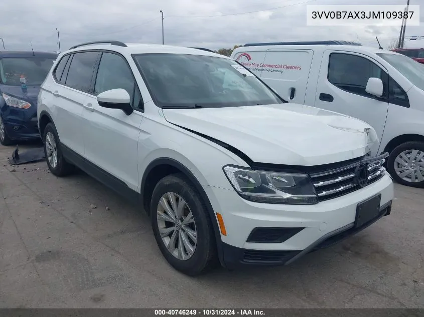 2018 Volkswagen Tiguan 2.0T S VIN: 3VV0B7AX3JM109387 Lot: 40746249