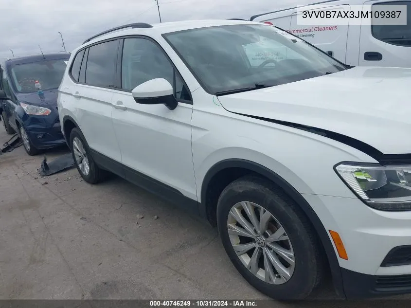 2018 Volkswagen Tiguan 2.0T S VIN: 3VV0B7AX3JM109387 Lot: 40746249