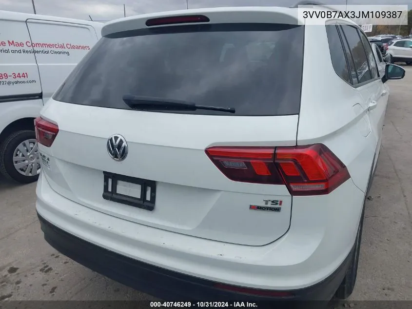 2018 Volkswagen Tiguan 2.0T S VIN: 3VV0B7AX3JM109387 Lot: 40746249